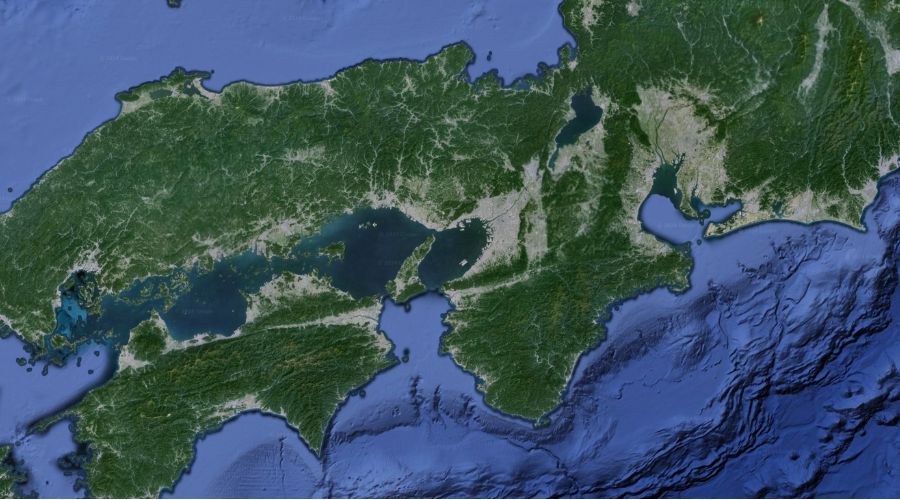 日本地図で淡路島が中央に位置している